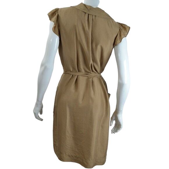 Banana Republic Silk True Wrap Dress 8 Brown - Picture 4 of 7